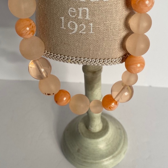 Plastic Round Frosted Beaded Peach Necklace - Picture 4 of 16